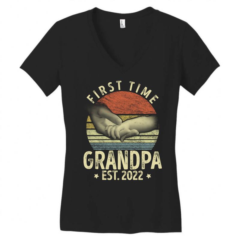 First Time Gerandpa Est. 2022 Funny New Dad Papa Women's V-Neck T-Shirt by behindcedar22 | Artistshot