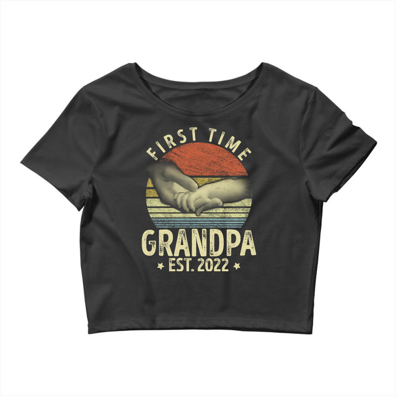 First Time Gerandpa Est. 2022 Funny New Dad Papa Crop Top by behindcedar22 | Artistshot