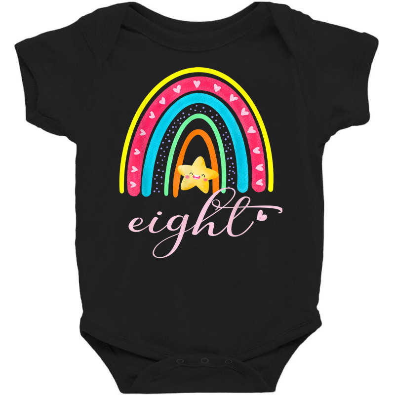 Eight Year Old Rainbow 8th Birthday For Girls Baby Bodysuit by August | Artistshot