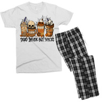 Dead Inside But Spiced Pumpkin Halloween Spooky Season Ghost Pullover Men's T-shirt Pajama Set | Artistshot