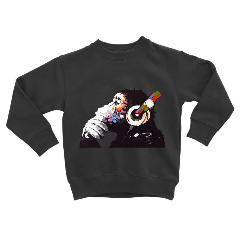 Banksy Dj Monkey Thinker Toddler Sweatshirt by Kosdapen517 | Artistshot