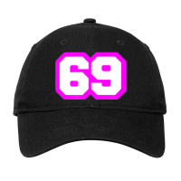 Purple Number Sixty Nine 69 Magenta Sport Font Adjustable Cap | Artistshot