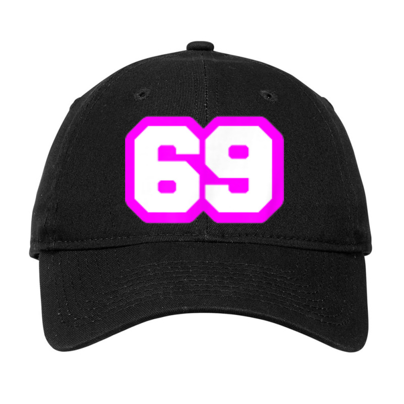 Purple Number Sixty Nine 69 Magenta Sport Font Adjustable Cap by Clinical | Artistshot