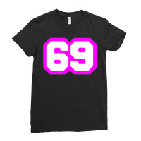 Purple Number Sixty Nine 69 Magenta Sport Font Ladies Fitted T-shirt | Artistshot