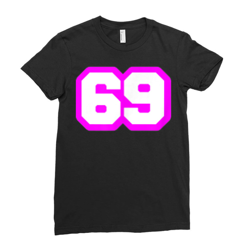 Purple Number Sixty Nine 69 Magenta Sport Font Ladies Fitted T-Shirt by Clinical | Artistshot