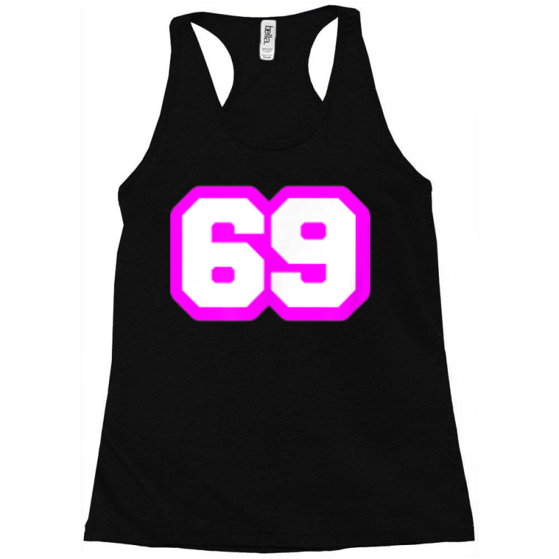 Purple Number Sixty Nine 69 Magenta Sport Font Racerback Tank by Clinical | Artistshot