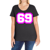 Purple Number Sixty Nine 69 Magenta Sport Font Ladies Curvy T-shirt | Artistshot