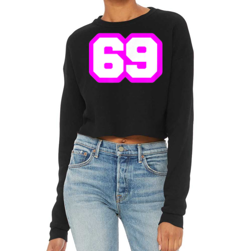 Purple Number Sixty Nine 69 Magenta Sport Font Cropped Sweater by Clinical | Artistshot