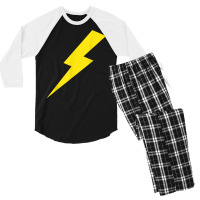 Lightning Bolt Yellow Print T Shirt Men's 3/4 Sleeve Pajama Set | Artistshot