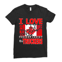 Convoy Truck For Freedom -liberte - I Love The Truckers Red Letters Ladies Fitted T-shirt | Artistshot