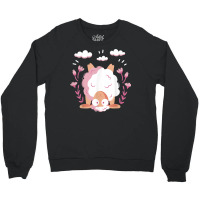 Sheep Tipped Over With Flowers Cute Sheep Crewneck Sweatshirt | Artistshot