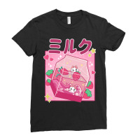 Funny Retro 90s Strawberry Milkshake Carton Kawaii Anime Cat Ladies Fitted T-shirt | Artistshot