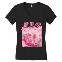 Funny Retro 90s Strawberry Milkshake Carton Kawaii Anime Cat Women's V-neck T-shirt | Artistshot