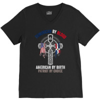 Dominican By Blood American By Birth Dominican Republic Flag T Shirt V-neck Tee | Artistshot