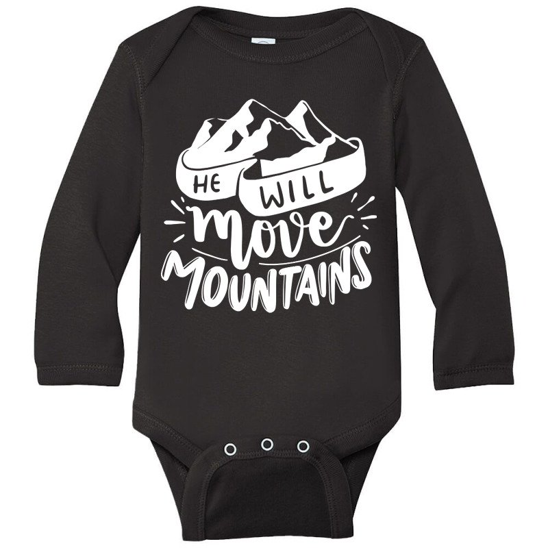 He Will Move Mountains - Adventure Lover Long Sleeve Baby Bodysuit | Artistshot