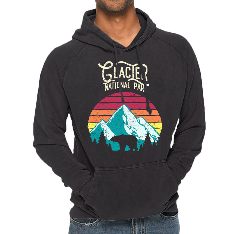 Vintage Glacier National Park Mountain Bear Retro Vintage Hoodie | Artistshot