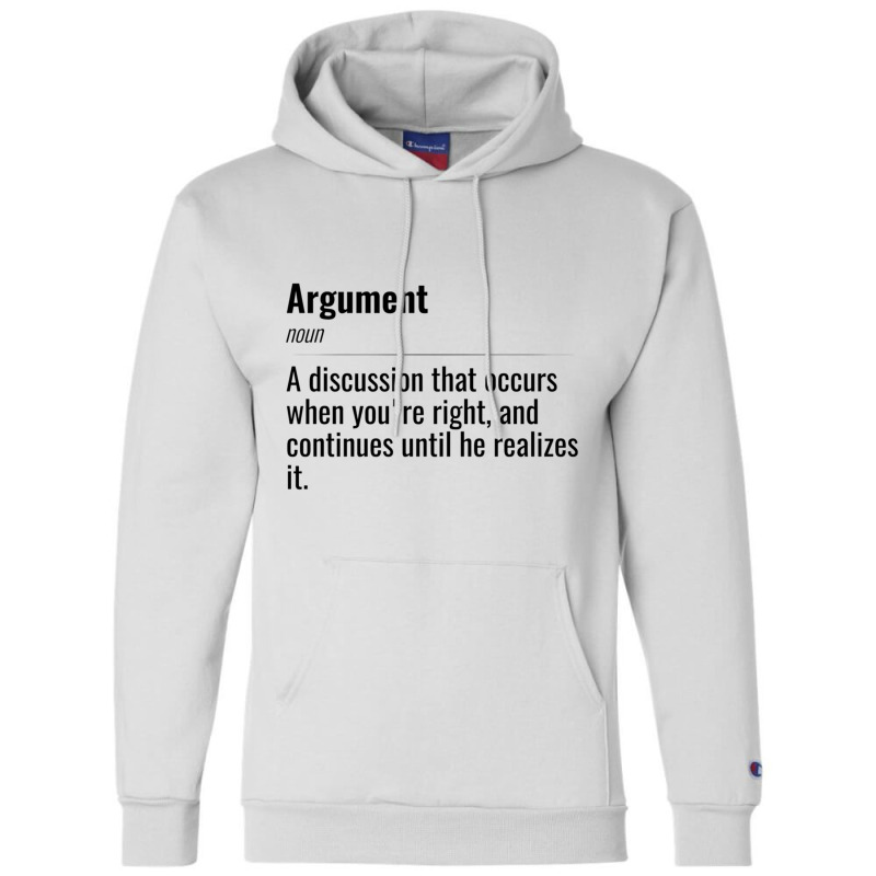 Argument - Funny Words Meaning - Words Joke - Fun. Black Text Champion Hoodie | Artistshot