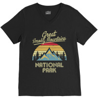 Vintage Great Smoky Mountains National Park Mountain T V-neck Tee | Artistshot