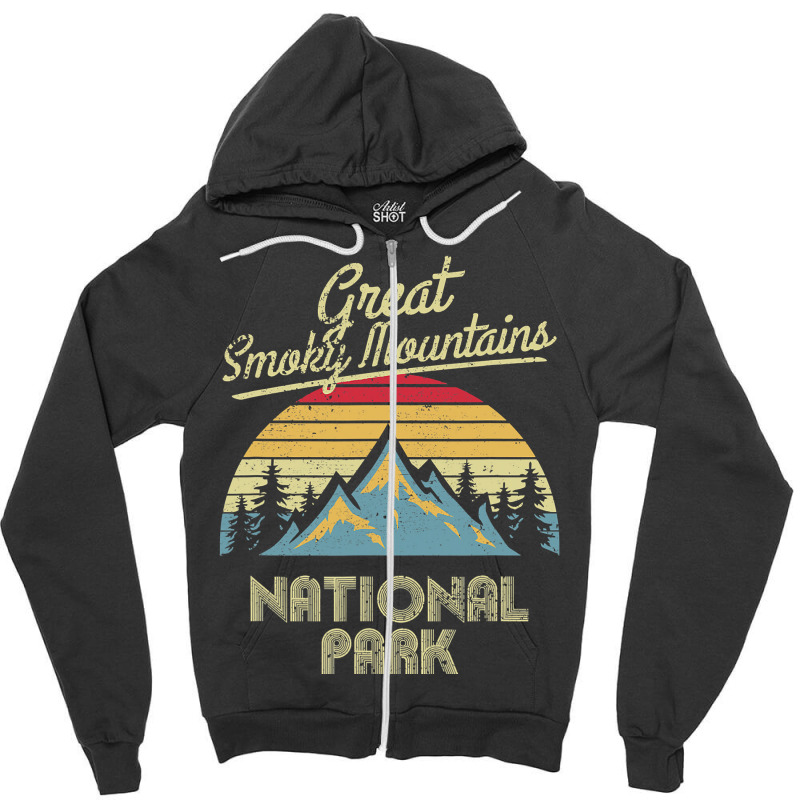 Vintage Great Smoky Mountains National Park Mountain T Zipper Hoodie | Artistshot