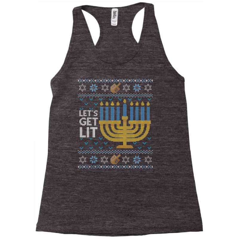 Funny Hanukkah Ugly Sweater Jewish Gift Lets Get Lit Menorah Racerback Tank by WZ90 | Artistshot