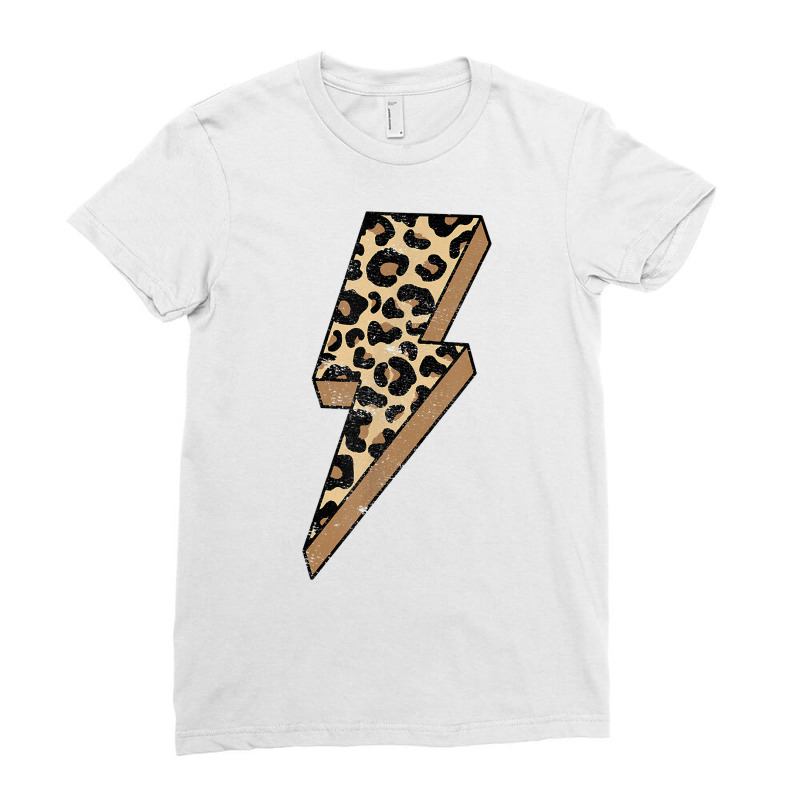 Retro Distressed Leopard Bolt Lightning Thunder Animal Print T Shirt Ladies Fitted T-Shirt by cm-arts | Artistshot