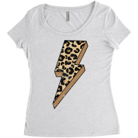 Retro Distressed Leopard Bolt Lightning Thunder Animal Print T Shirt Women's Triblend Scoop T-shirt | Artistshot