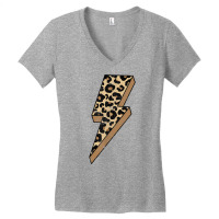 Retro Distressed Leopard Bolt Lightning Thunder Animal Print T Shirt Women's V-neck T-shirt | Artistshot