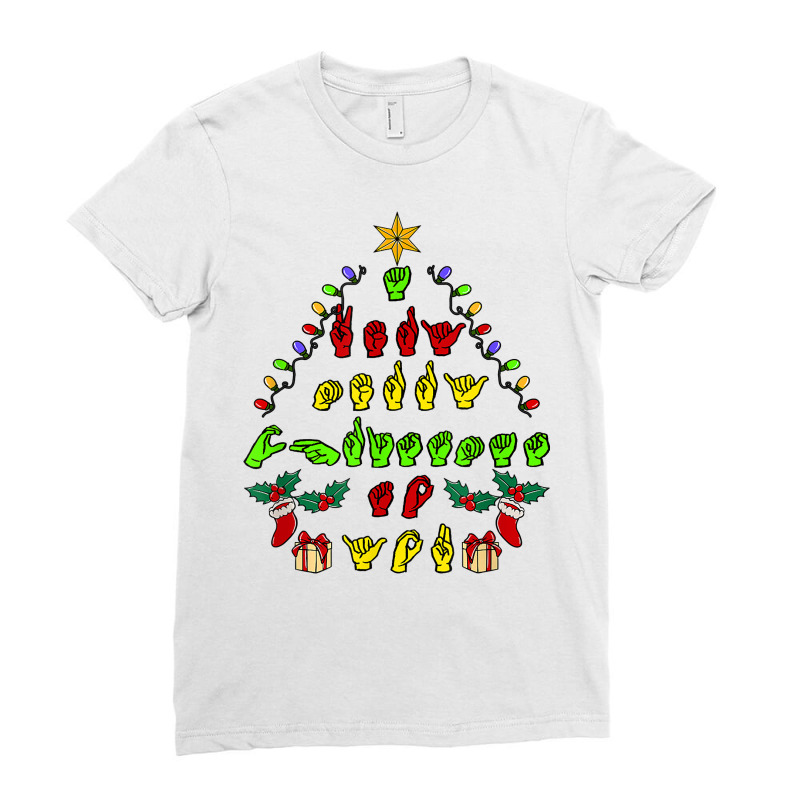 Funny Asl Christmas American Sign Language T Shirt Ladies Fitted T-Shirt by cm-arts | Artistshot