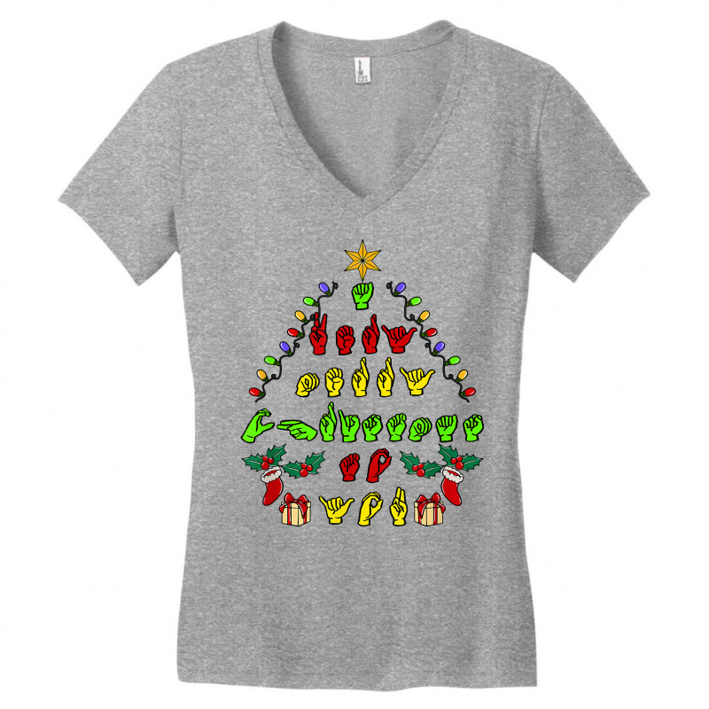 Funny Asl Christmas American Sign Language T Shirt Women's V-Neck T-Shirt by cm-arts | Artistshot