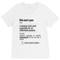 English Funny Words - Shenanigan - Fun Black Text V-neck Tee | Artistshot