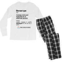 English Funny Words - Shenanigan - Fun Black Text Men's Long Sleeve Pajama Set | Artistshot