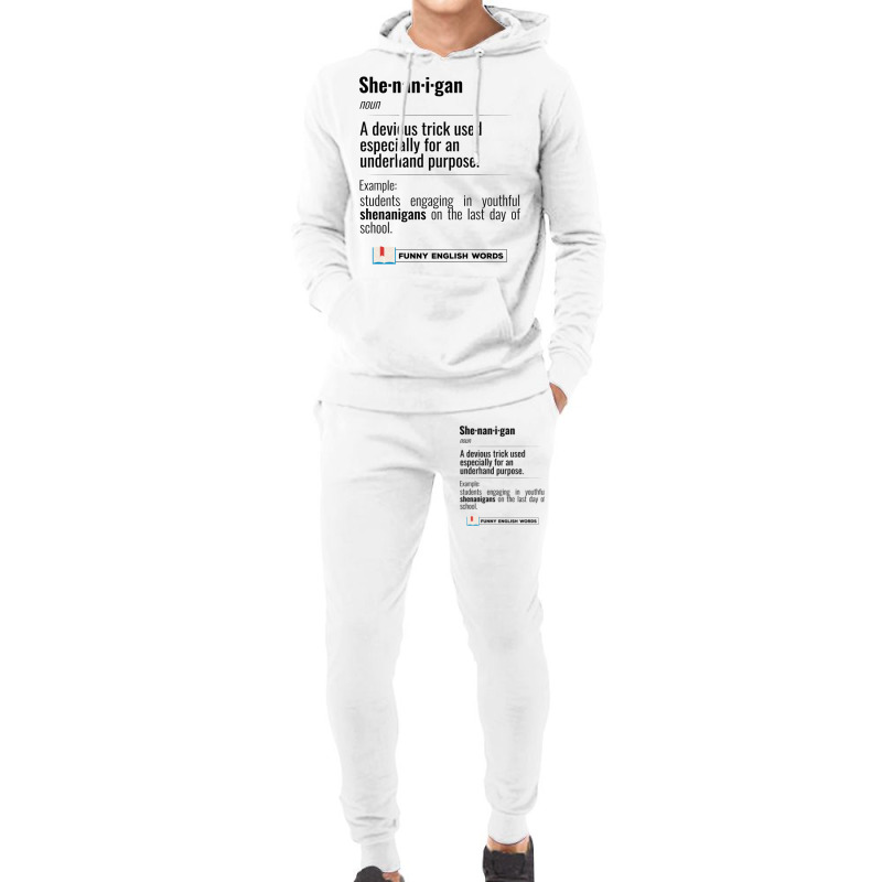 English Funny Words - Shenanigan - Fun Black Text Hoodie & Jogger Set | Artistshot