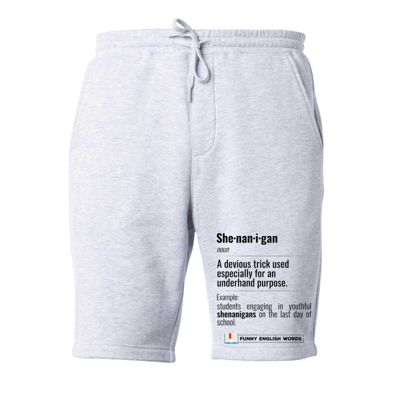 English Funny Words - Shenanigan - Fun Black Text Fleece Short | Artistshot