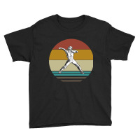 Retro Baseball Thrower On A 80s Sun Background Youth Tee | Artistshot