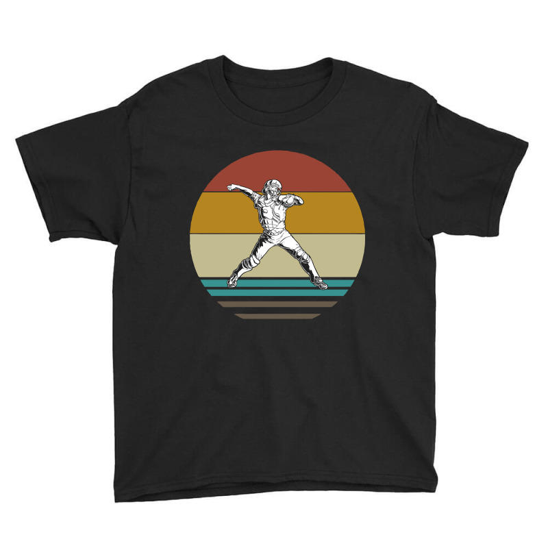 Retro Baseball Thrower On A 80s Sun Background Youth Tee by Hayward Michel | Artistshot