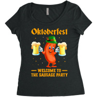 Oktoberfest Welcomes To The Sausage Party German Beer Drink T Shirt Women's Triblend Scoop T-shirt | Artistshot