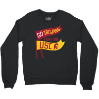 Usc Womens Go Trojans Cardinal Gold Pennant Fight On! V-neck Crewneck Sweatshirt | Artistshot