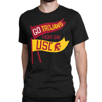 Usc Womens Go Trojans Cardinal Gold Pennant Fight On! V-neck Classic T-shirt | Artistshot