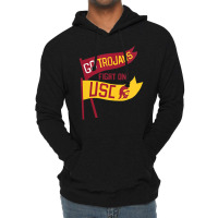 Usc Womens Go Trojans Cardinal Gold Pennant Fight On! V-neck Lightweight Hoodie | Artistshot