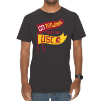 Usc Womens Go Trojans Cardinal Gold Pennant Fight On! V-neck Vintage T-shirt | Artistshot