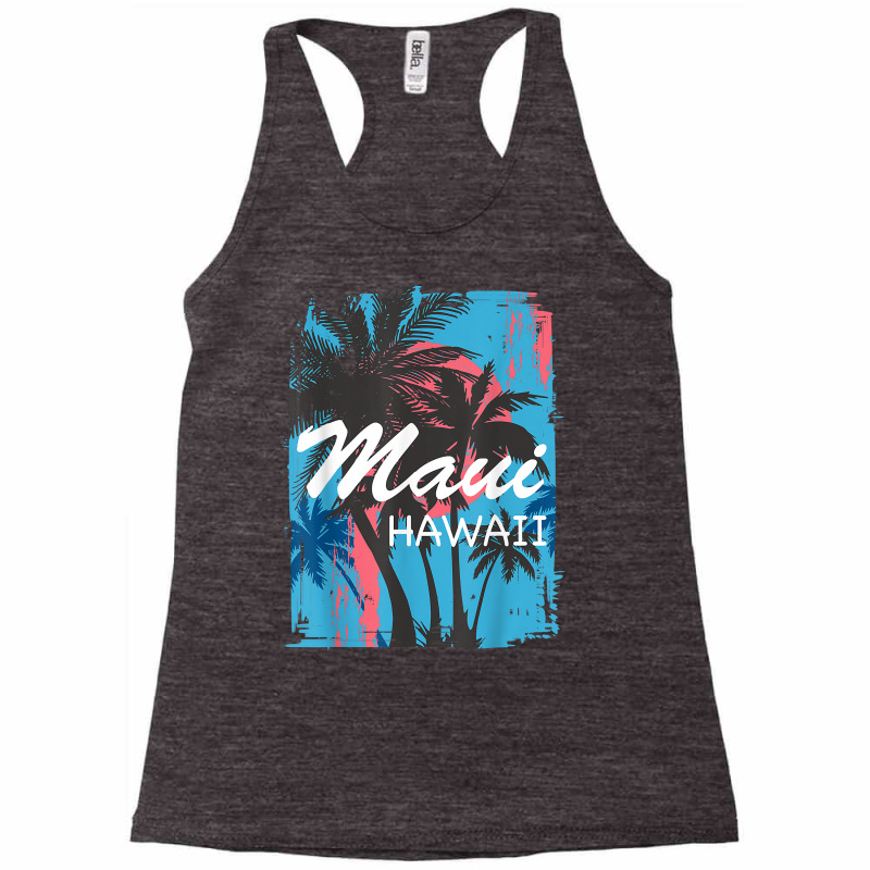 Vintage Maui Hawaii Hawaiian Island Palm Tree Beach Tropical T Shirt Racerback Tank by cm-arts | Artistshot