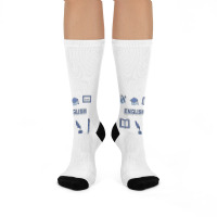 Light Blue English School Subject  Pack Crew Socks | Artistshot