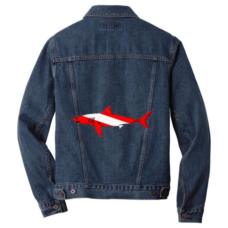 Dive Shark Diver Down Flag Scuba Diving Men Or Women Gift Premium Men Denim Jacket | Artistshot