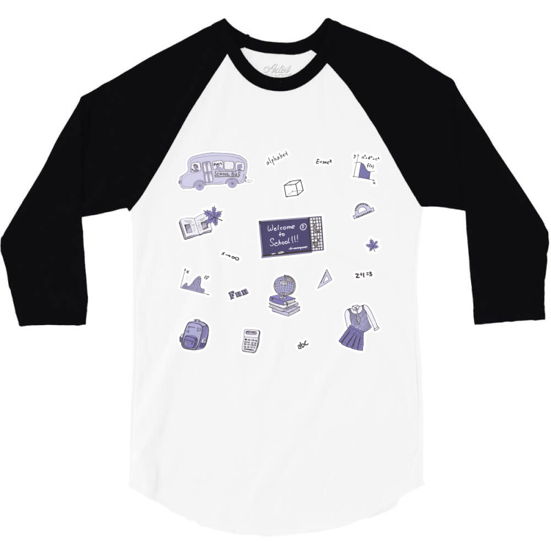 Light Purple School Subject  Pack 3/4 Sleeve Shirt | Artistshot