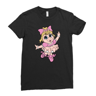 Ballerina Piggy Ladies Fitted T-shirt Designed By Dianacarrera