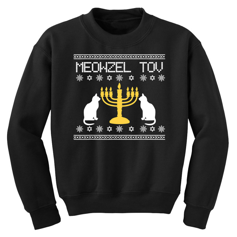 Hanukkah Chanukkah Funny Jewish Cat Meowzel Tov Jew Gift Youth Sweatshirt | Artistshot