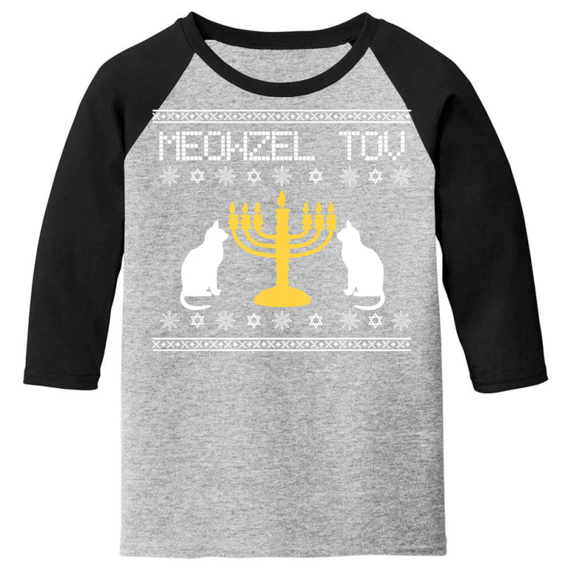 Hanukkah Chanukkah Funny Jewish Cat Meowzel Tov Jew Gift Youth 3/4 Sleeve | Artistshot