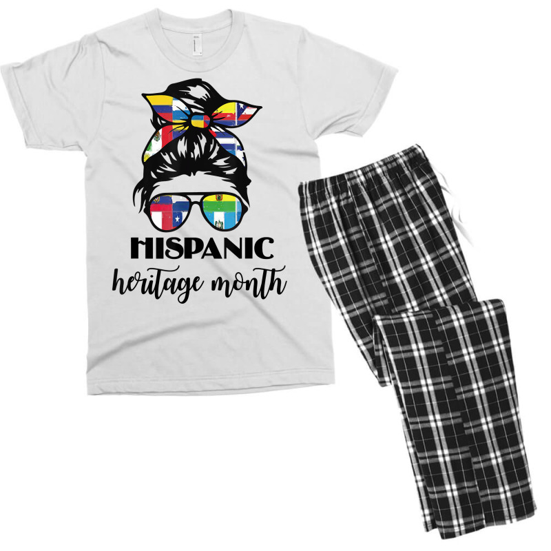 Latin American Flags Hispanic Heritage Month Messy Hair Bun T Shirt Men's T-shirt Pajama Set by cm-arts | Artistshot