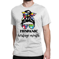 Latin American Flags Hispanic Heritage Month Messy Hair Bun T Shirt Classic T-shirt | Artistshot