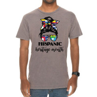 Latin American Flags Hispanic Heritage Month Messy Hair Bun T Shirt Vintage T-shirt | Artistshot